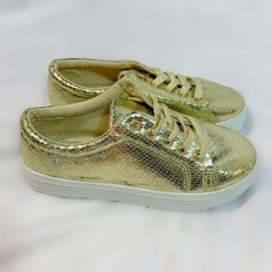 MISBEHAVE GOLD METALLIC SNEAKERS
